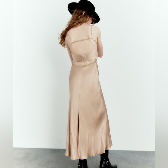 ZARA SATIN EFFECT CUT OUT DRESS - Picture 5 of 16